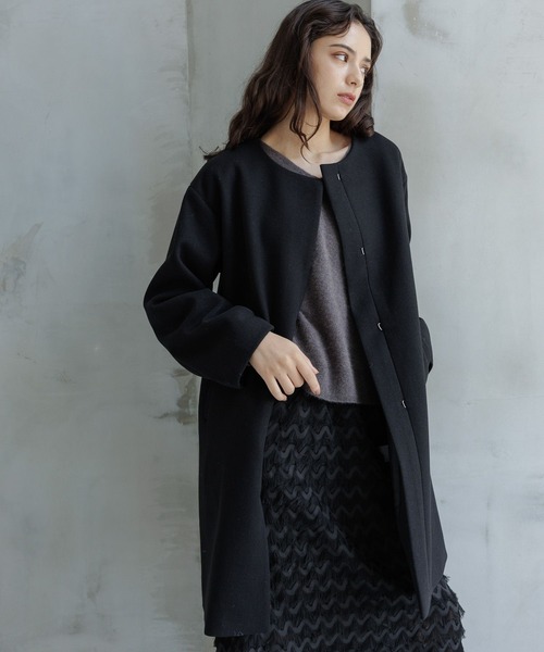 LAKOLE（ラコレ）の「ウーリーテックノーカラーコート / 704772（ノーカラーコート・レディース・アイボリー/ブラック・SMALL/MEDIUM）」の11枚目の写真