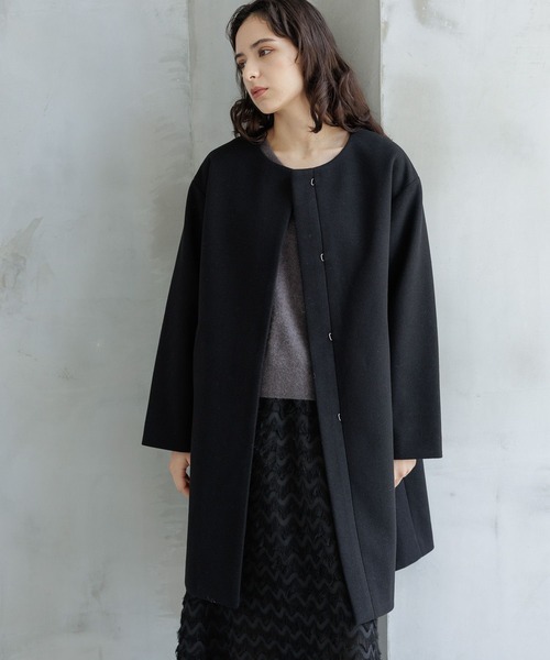 LAKOLE（ラコレ）の「ウーリーテックノーカラーコート / 704772（ノーカラーコート・レディース・アイボリー/ブラック・SMALL/MEDIUM）」の13枚目の写真