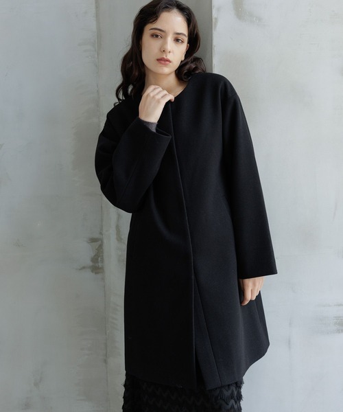 セール】ウーリーテックノーカラーコート / 704772（ノーカラーコート