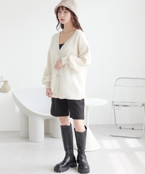 ECRIRE（エクリール）の「オーバーサイズカーディガン（カーディガン/ボレロ・レディース・モカ/ブラック/アイボリー・M）」の7枚目の写真