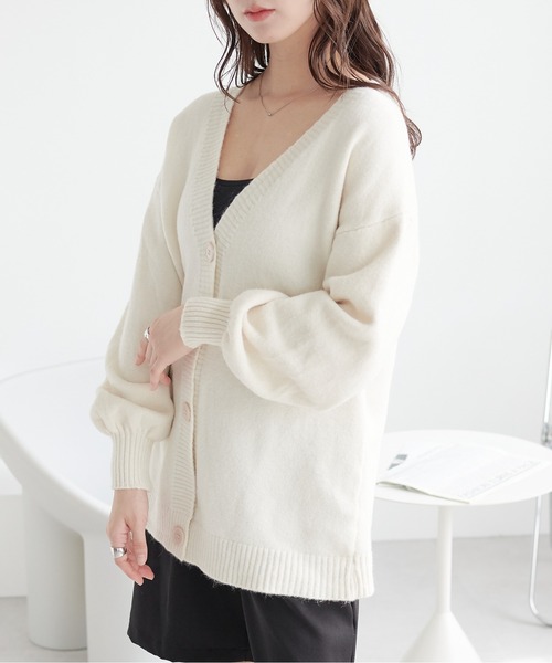 ECRIRE（エクリール）の「オーバーサイズカーディガン（カーディガン/ボレロ・レディース・モカ/ブラック/アイボリー・M）」の9枚目の写真