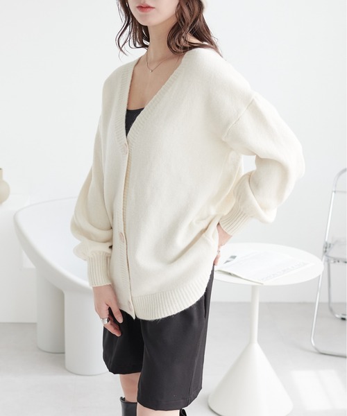 ECRIRE（エクリール）の「オーバーサイズカーディガン（カーディガン/ボレロ・レディース・モカ/ブラック/アイボリー・M）」の10枚目の写真