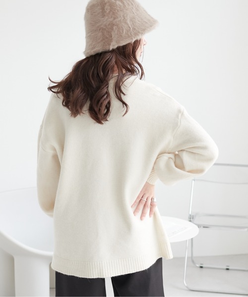 ECRIRE（エクリール）の「オーバーサイズカーディガン（カーディガン/ボレロ・レディース・モカ/ブラック/アイボリー・M）」の12枚目の写真