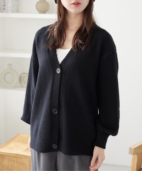 ECRIRE（エクリール）の「オーバーサイズカーディガン（カーディガン/ボレロ・レディース・モカ/ブラック/アイボリー・M）」の18枚目の写真