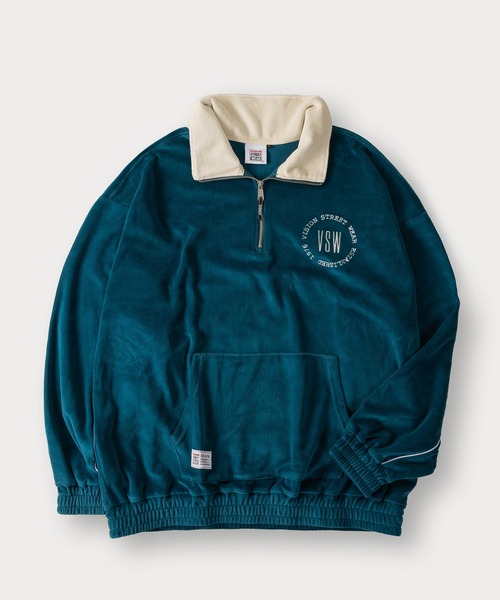 VISION STREET WEAR（ヴィジョンストリートウェア）の「【VISION STREET WEAR/ヴィジョンストリートウェア】ワンポイントサークルロゴベロアハーフジップスウェット/ビッグシルエット（スウェット・メンズ・ブラック/アイボリー/ブルー・M/XL/L）」の7枚目の写真