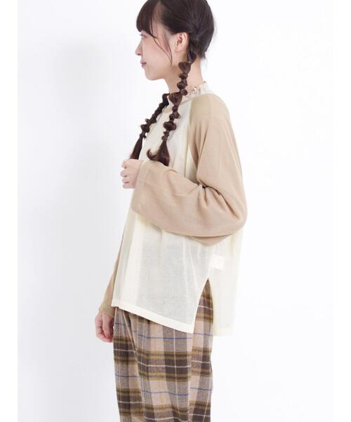 Samansa Mos2（サマンサ モスモス）の「◎ラグランスリーブシアーニット（ニット/セーター・レディース・ブラック/ベージュ/グリーン/ブラウン・F）」の3枚目の写真