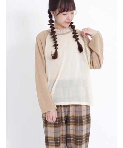 Samansa Mos2（サマンサ モスモス）の「◎ラグランスリーブシアーニット（ニット/セーター・レディース・ブラック/ベージュ/グリーン/ブラウン・F）」の6枚目の写真