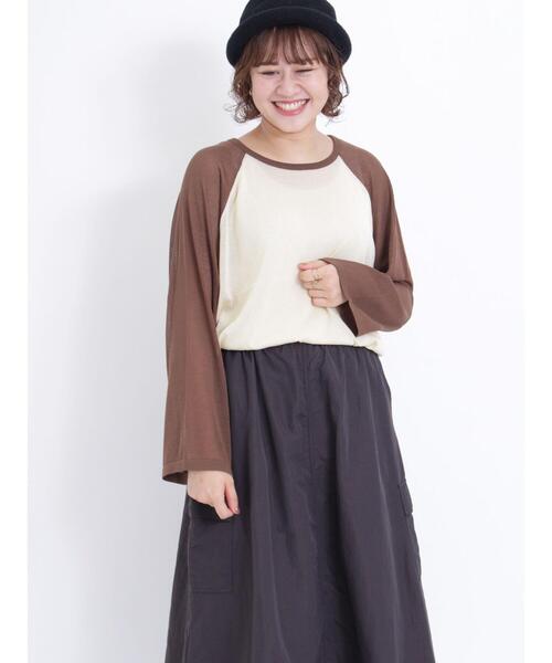 Samansa Mos2（サマンサ モスモス）の「◎ラグランスリーブシアーニット（ニット/セーター・レディース・ブラック/ベージュ/グリーン/ブラウン・F）」の12枚目の写真