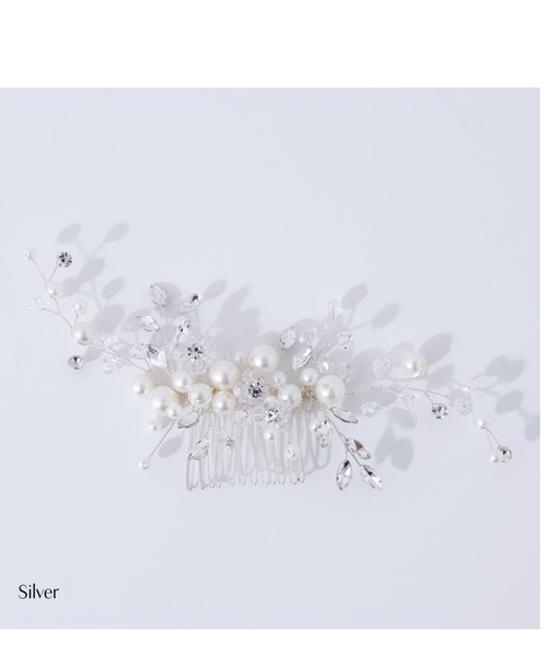 Cupid Heart(キューピッドハート)の「【Cupid Heart】結婚式アクセ!ビジュー&パールヘアコーム(バレッタ/ヘアクリップ・レディース・シルバー・MEDIUM)」の10枚目の写真