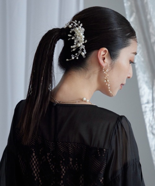 Cupid Heart(キューピッドハート)の「【Cupid Heart】結婚式アクセ!ビジュー&パールヘアコーム(バレッタ/ヘアクリップ・レディース・シルバー・MEDIUM)」の13枚目の写真