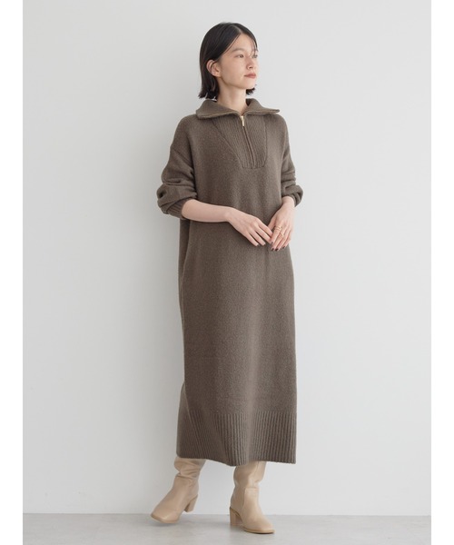 AMERICAN HOLIC（アメリカンホリック）の「ハーフZIPニットワンピース（ワンピース・レディース・ブラック/モカ/グレイッシュベージュ・M/L）」の11枚目の写真