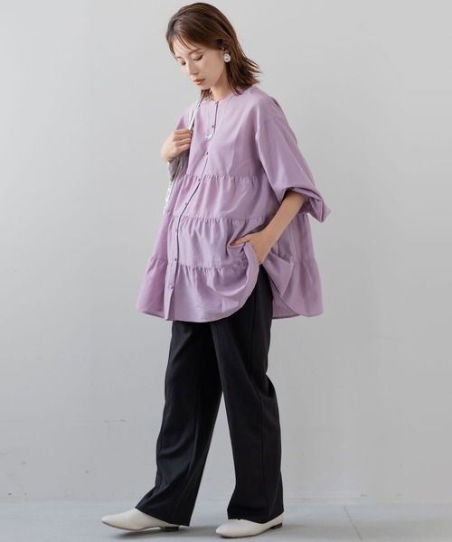 フェリシモMama（フェリシモママ）の「Ｍｏｒｅｄｄｅ　マタニティから産後も使える　ストレッチストレートパンツ（マタニティウェア/グッズ・レディース・モカ/ライトイエロー/ブラック・MEDIUM/LARGE/X-LARGE/XX-LARGE）」の11枚目の写真