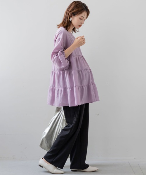 フェリシモMama（フェリシモママ）の「Ｍｏｒｅｄｄｅ　マタニティから産後も使える　ストレッチストレートパンツ（マタニティウェア/グッズ・レディース・モカ/ライトイエロー/ブラック・MEDIUM/LARGE/X-LARGE/XX-LARGE）」の12枚目の写真