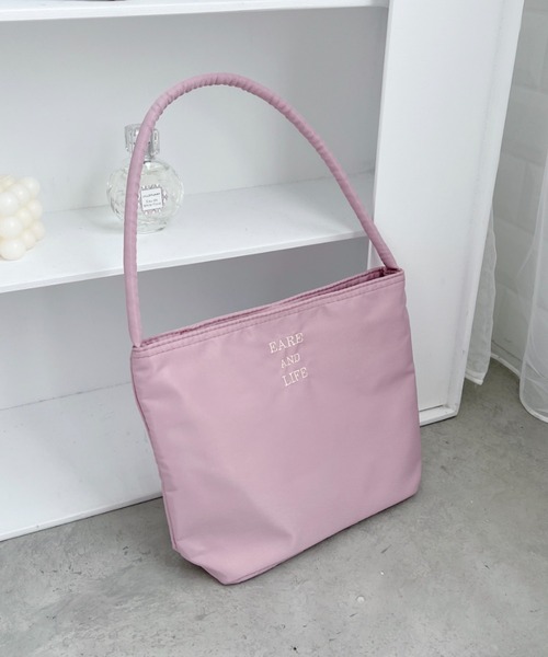 Loueme（ルエム）の「ロゴ刺繍ワンハンドルバッグ（ハンドバッグ・レディース・ピンク/アイボリー/ブラック/ライトブルー・FREE）」の21枚目の写真