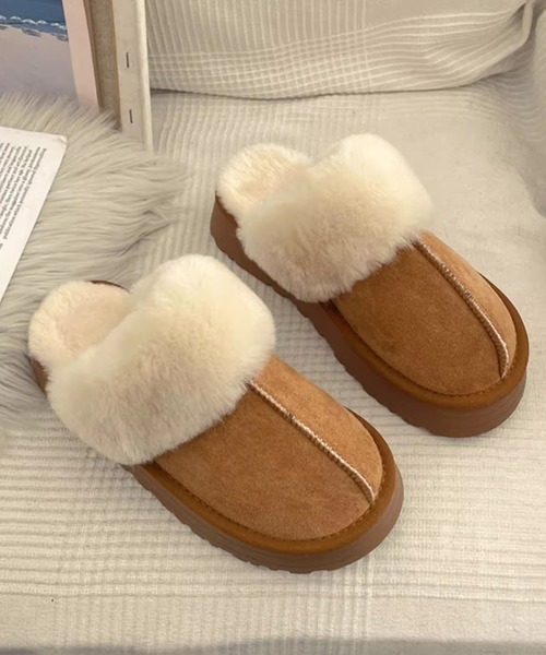Vipoa(ヴィポア)の「厚底ボリュームフェイクムートンスリッポン(スリッポン・レディース・ブラック/キャメル/ベージュ/ライトベージュ・SMALL/MEDIUM/LARGE)」の18枚目の写真