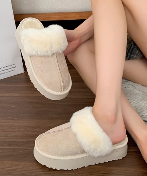 厚底ボリュームフェイクムートンスリッポン（スリッポン）｜Vipoa