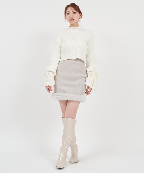ROYAL PARTY（ロイヤルパーティー）の「ハイネックパールクロップドニットトップス（ニット/セーター・レディース・ブラック/オフホワイト/ピンク・FREE）」の21枚目の写真