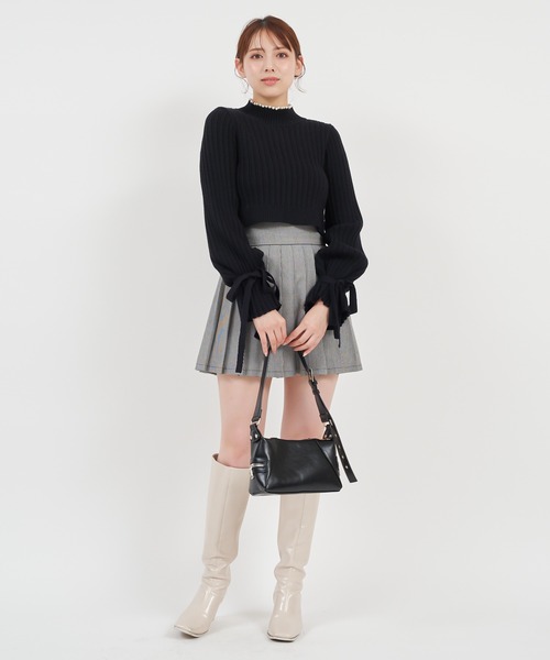 ROYAL PARTY（ロイヤルパーティー）の「ハイネックパールクロップドニットトップス（ニット/セーター・レディース・ブラック/オフホワイト/ピンク・FREE）」の19枚目の写真