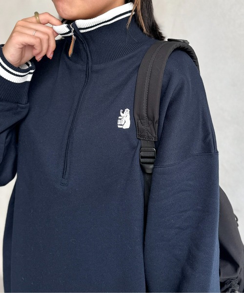 CPCM(シーピーシーエム)の「クマ刺繍ラインハーフジップ裏毛プルオーバー(スウェット・レディース・ネイビー/グレー/オフホワイト・F)」の21枚目の写真