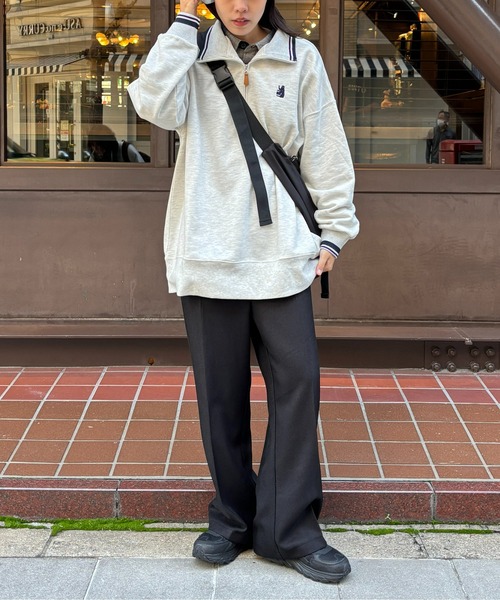 CPCM(シーピーシーエム)の「クマ刺繍ラインハーフジップ裏毛プルオーバー(スウェット・レディース・ネイビー/グレー/オフホワイト・F)」の17枚目の写真