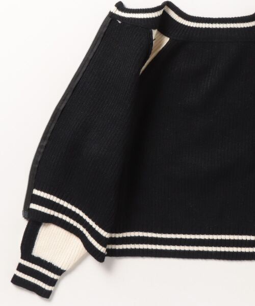 LYEON（リヨン）の「袖ラインラグランニットトラックブルゾン/ニットカーディガン（ブルゾン・レディース・グレー/ピンク/ブラック・FREE）」の7枚目の写真