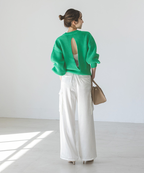 Noble（ノーブル）の「片畦バックオープンニット（ニット/セーター