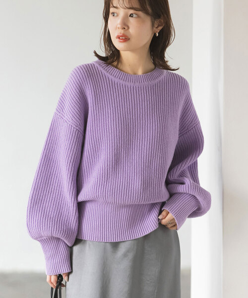 Noble（ノーブル）の「片畦バックオープンニット（ニット/セーター・レディース・グリーン/ベージュ/ラベンダー・FREE）」の19枚目の写真