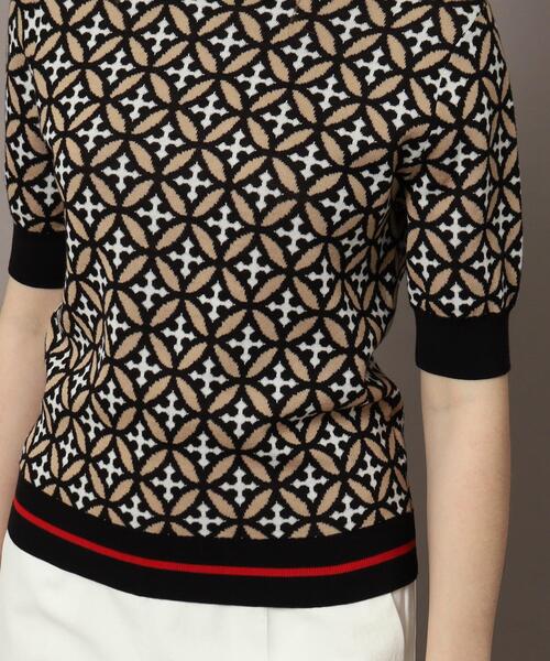 DRESSTERIOR（ドレステリア）の「◆オーバーラップサークルジャカードハーフスリーブニット（ニット/セーター・レディース・ベージュ系・34/36/38）」の4枚目の写真