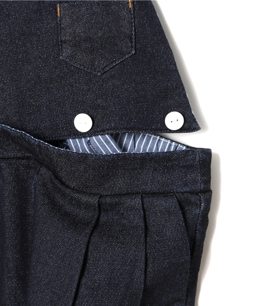 MNEMOSYNE / KID'S（ミネモシュネ）の「【MNEMOSYNE】デニムサロペット（サロペット/オーバーオール・キッズ・インディゴブルー/サックスブルー・120/105/90）」の9枚目の写真