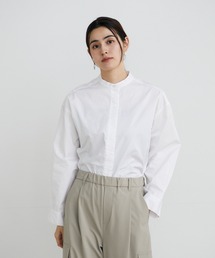 ジェームスファブリック ショート丈バンドカラーカラーシャツ