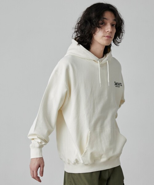 SMITH'S（スミス）の「SMITH'S（スミス）別注ロゴ刺繍パーカー（パーカー・メンズ・オフホワイト/グレー/ネイビー・S/M/L/XL）」の19枚目の写真