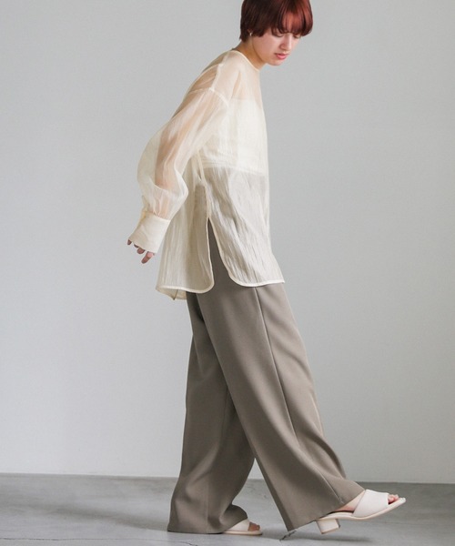 select MOCA(セレクトモカ)の「オーガンジー2WAYブラウス(シャツ/ブラウス・レディース・アイボリー/ブラック/モスグリーン・FREE)」の6枚目の写真