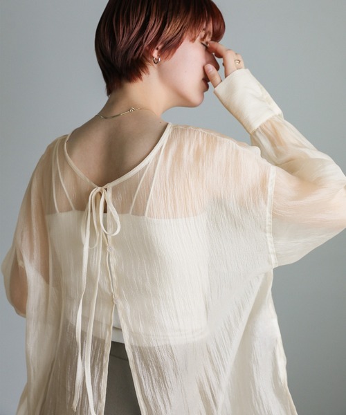 select MOCA(セレクトモカ)の「オーガンジー2WAYブラウス(シャツ/ブラウス・レディース・アイボリー/ブラック/モスグリーン・FREE)」の16枚目の写真