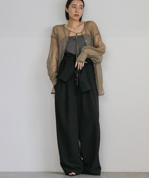 select MOCA(セレクトモカ)の「オーガンジー2WAYブラウス(シャツ/ブラウス・レディース・アイボリー/ブラック/モスグリーン・FREE)」の4枚目の写真