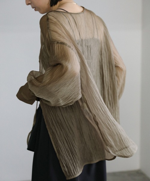 select MOCA(セレクトモカ)の「オーガンジー2WAYブラウス(シャツ/ブラウス・レディース・アイボリー/ブラック/モスグリーン・FREE)」の8枚目の写真