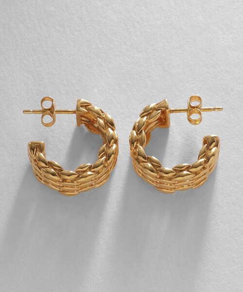 COCOSHNIK（ココシュニック）の「シルバー スモールフープ マーキスメッシュ ピアス GP（ピアス（両耳用）・レディース・ゴールド・00）」の4枚目の写真