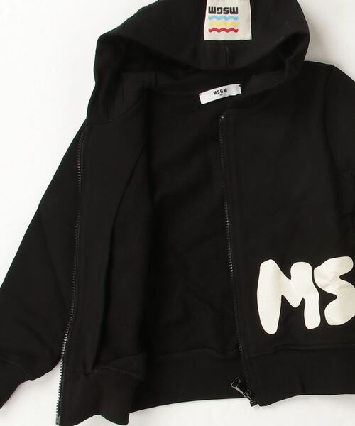MSGM(エムエスジーエム)の「MSGM(エムエスジーエム)Kids & Junior サイドブランドロゴジップアップフーディーパーカー(パーカー・キッズ・ブラック・4Y)」の3枚目の写真