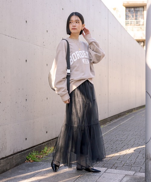 RIVE DROITE(リヴドロワ)の「2WAY/レイヤードチュールスカート(スカート・レディース・チャコールグレー/ブラック・FREE)」の3枚目の写真