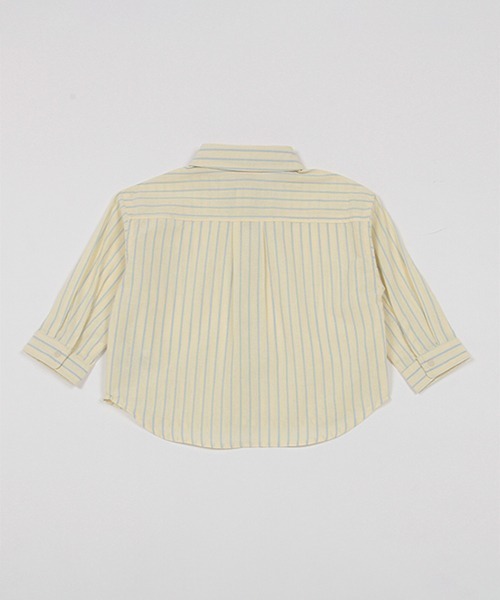 petit main（プティマイン）の「ストライプシャツ（シャツ/ブラウス・キッズ・ライトブルー/イエロー・80ｃｍ/90cm/100cm/110cm/120cm/130cm）」の6枚目の写真