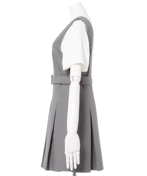 INGNI（イング）の「共ベルト付BOXプリーツジャンスカ（ジャンパースカート・レディース・ブラック/グレー・M）」の4枚目の写真