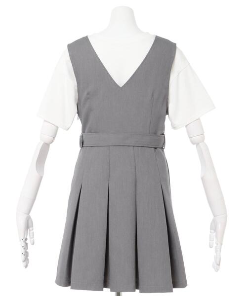 INGNI（イング）の「共ベルト付BOXプリーツジャンスカ（ジャンパースカート・レディース・ブラック/グレー・M）」の15枚目の写真