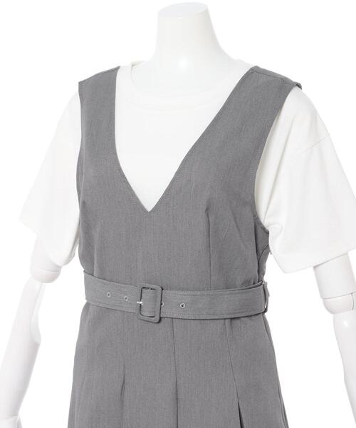 INGNI（イング）の「共ベルト付BOXプリーツジャンスカ（ジャンパースカート・レディース・ブラック/グレー・M）」の16枚目の写真