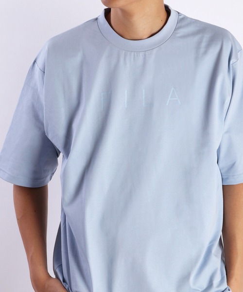 FILA（フィラ）の「FILA 接触冷感 ストレッチ リラックス 半袖Tシャツ（Tシャツ/カットソー・メンズ・オフホワイト/ネイビー/サックスブルー・M/LL/L）」の3枚目の写真