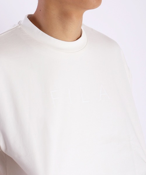 FILA（フィラ）の「FILA 接触冷感 ストレッチ リラックス 半袖Tシャツ（Tシャツ/カットソー・メンズ・オフホワイト/ネイビー/サックスブルー・M/LL/L）」の8枚目の写真