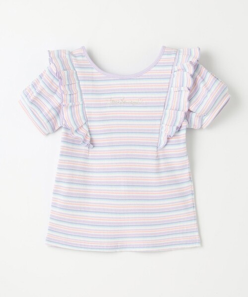 ANY(エニィ)の「オン・オフショルダー ボーダー Tシャツ(Tシャツ/カットソー・キッズ・サックスブルー系1/ライラック系1・130/120/110)」の13枚目の写真