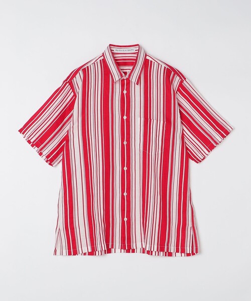 【セール】BATEAUX DE SHIPS: リネン ストライプ プリント レギュラーカラー 半袖シャツ（シャツ/ブラウス）｜SHIPS（シップス）