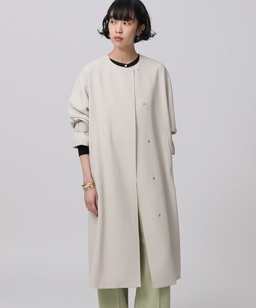 GALLEST（ギャレスト）の「◆リラックスクルーネックコート（ノーカラーコート・レディース・ベージュ/ナチュラル・38/34）」の2枚目の写真