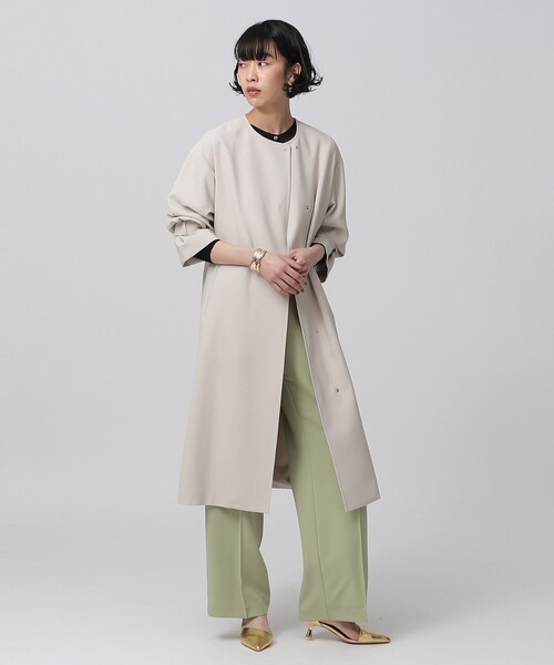 GALLEST（ギャレスト）の「◆リラックスクルーネックコート（ノーカラーコート・レディース・ベージュ/ナチュラル・38/34）」の4枚目の写真