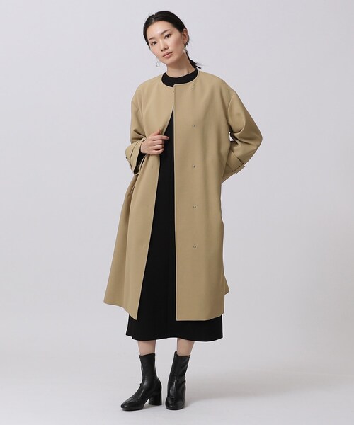 GALLEST（ギャレスト）の「◆リラックスクルーネックコート（ノーカラーコート・レディース・ベージュ/ナチュラル・38/34）」の7枚目の写真