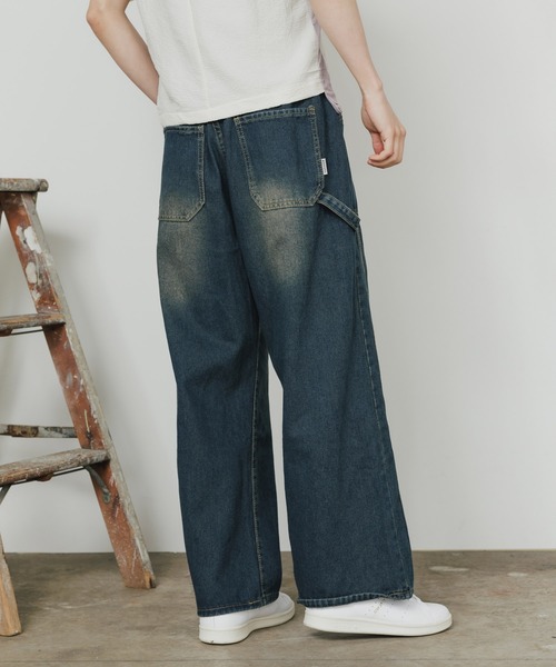 ALL RUNS(オールランズ)の「wide painter denim pants/ワイドペインターデニムパンツ ルーズシルエット ユニセックス ヴィンテージ調(デニムパンツ・メンズ・ブルー・M/L/XL)」の10枚目の写真